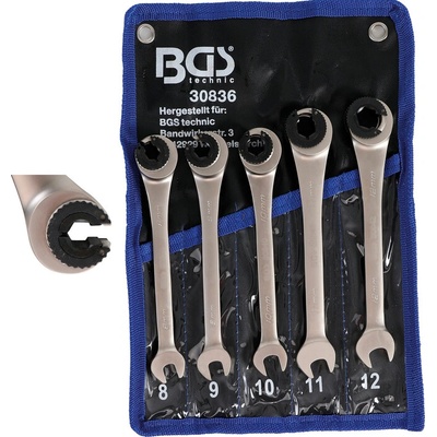 BGS technic Otevřené očkoploché klíče 8 ÷ 12 mm s ráčnou. Sada 5 dílů v tašce BGS 30836