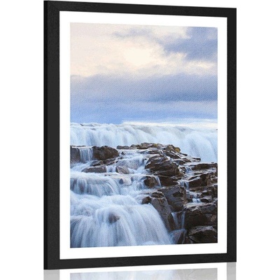 Plakát s paspartou vodopády na Islandu - 20x30 silver