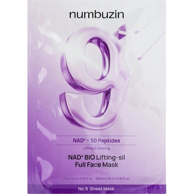 Numbuzin No.9 NAD Bio Lifting Full Cover Facial Mask Liftingujúca pleťová maska s koenzýmom NAD 26 ml