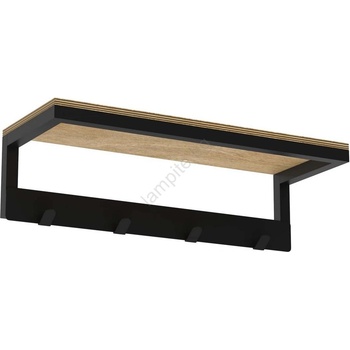 Luminex Стенна закачалка за кърпа с рафт 10х40 см черна (lu9860)