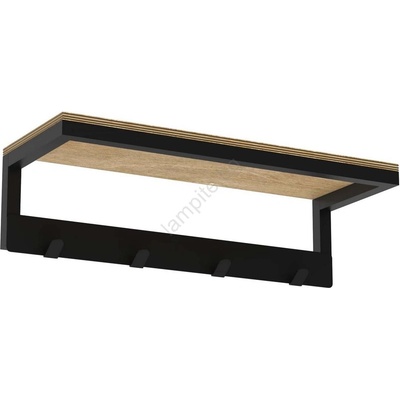 Luminex Стенна закачалка за кърпа с рафт 10х40 см черна (lu9860)