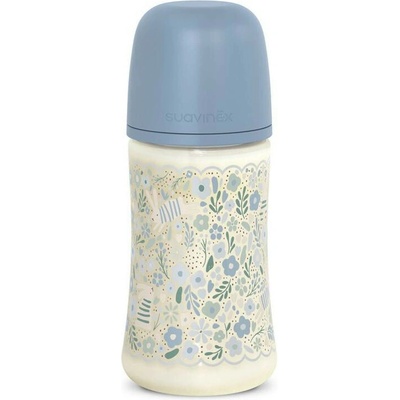 Suavinex Dojčenská fľaša Wonderland New Fyziol prietok M Modrý kvet 270 ml