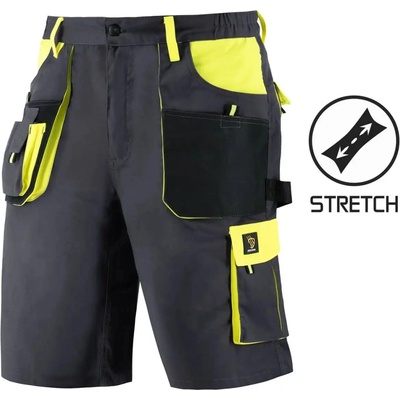 Procera PROWORK STRETCH SK Pracovní kraťasy šedo/žluté