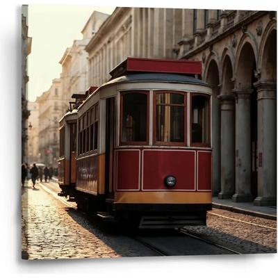 Sablio Obraz Historická červená električka - 50x50 cm
