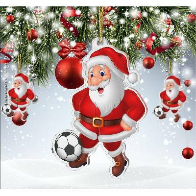Bauer Decor Akrylátová vánoční ozdoba Santa Claus single fotbal