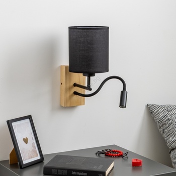 Brilagi - LED Аплик NUBILA WOOD 1xE27/25W/230V + LED/3W дъб/черен (BG1564N)