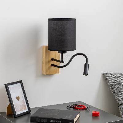 Brilagi - LED Аплик NUBILA WOOD 1xE27/25W/230V + LED/3W дъб/черен (BG1564N)