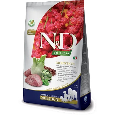 N&d dog grain free quinoa digestion lamb adult medium maxi - за чувствителен стомах, лъскава козина и здрава кожа, за кучета над 1 година, с агнешко месо, киноа, копър, мента и артишок - 7 кг pnd0700085