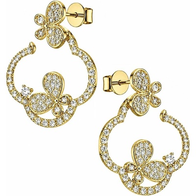 Zlaton Náušnice žluté zlato motýl visací 2.1cm 3.6g s diamantem 0.750ct 000072411230