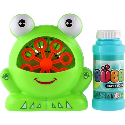 Bublifuk stroj žába plast 11x13 cm na baterie a náplň
