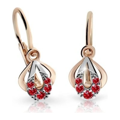 Danfil dětské náušnice C2270 z růžového zlata s kamínky Ruby Dark zapínání brizura