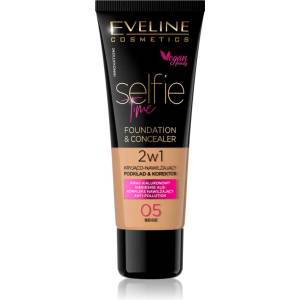 Eveline Cosmetics Selfie Time грим и коректор 2 в 1 цвят 05 Beige 30ml