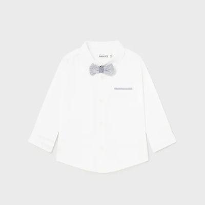MAYORAL Официална риза с дълъг ръкав с папийонка за бебе момче Mayoral в бяло