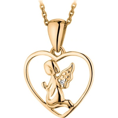 JVD Dámský stříbrný pozlacený přívěsek se zirkony andělíček SVLP0880XH2RO00