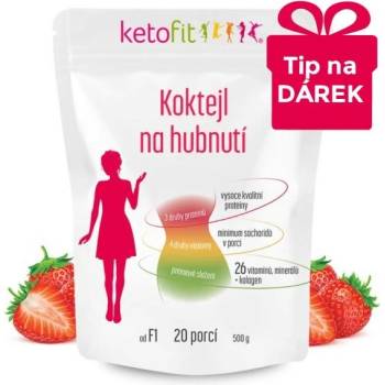 KetoFit Jahodový koktejl 500g 20 porcí