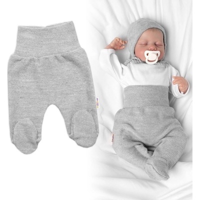 Baby Nellys Pletené kojenecké polodupačky Hand Made šedé