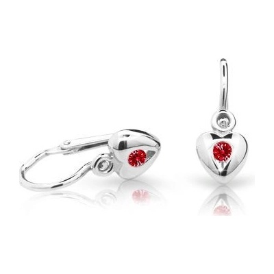 Danfil dětská srdíčka C1556 z bílého zlata s kamínkem Ruby Dark zapínání brizura