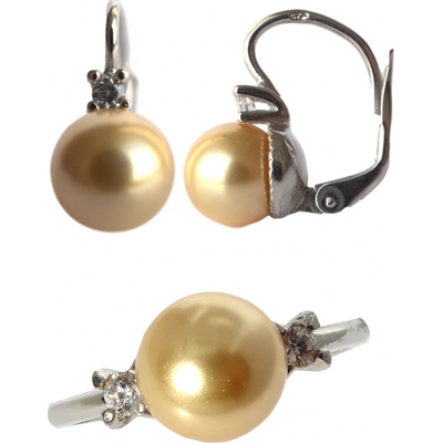 A-B Set of silver jewelry with yellow Swarovski pearls 20000022