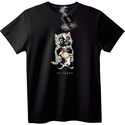 NOONEBRAND Тениска Котка с Bubble Tea - 7XL, White