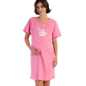 Image 1 of Нощница за кърмачки в розово с апликация на две котета