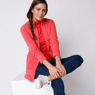 Fleecová bunda na zips 054 koralová