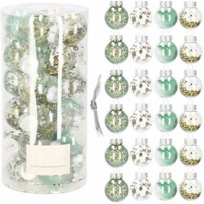 SPRINGOS Vianočné banky zeleno-zlaté s výplňou mix 5cm sada 24ks