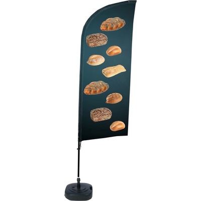 Jansen Display Kompletní sada reklamní vlajky ve tvaru křídla, Chléb, 1105 x 3300 mm
