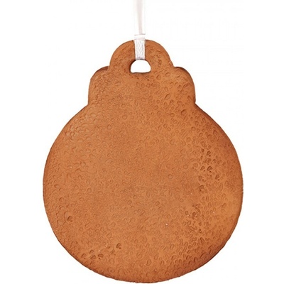 Clayre & Eef Hnědá vánoční závěsná dekorace perníková koule 8*2*10 cm
