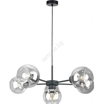 Keter Lighting Пендел KALIOPE 6xE27/60W/230V черен/прозрачен (KE0161)