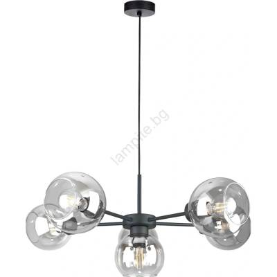 Keter Lighting Пендел KALIOPE 6xE27/60W/230V черен/прозрачен (KE0161)