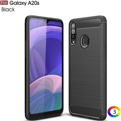 Samsung Galaxy A20s Удароустойчив Carbon Fiber Калъф и Протектор