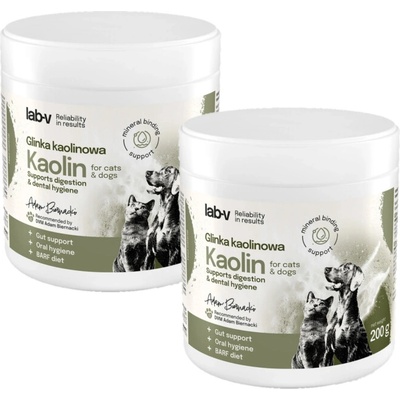 Lab-v Kaolin podpora střev a ústní hygieny pro psy a kočky 2 x 200 g