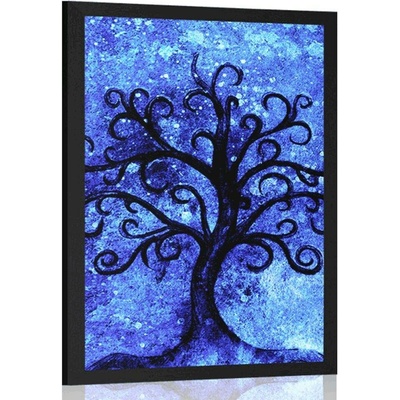 Plakát strom života na modrém pozadí - 40x60 silver