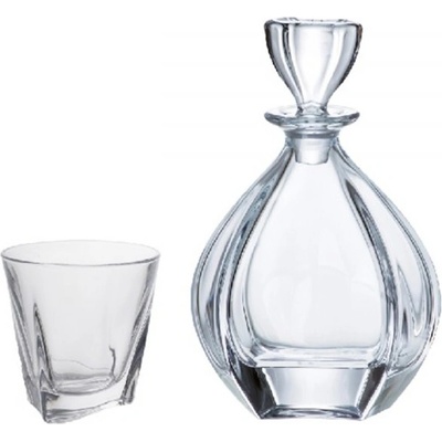 Crystalite Bohemia Skleněná láhev na whisky a sklenic LAGUNA 6+1 650 ml