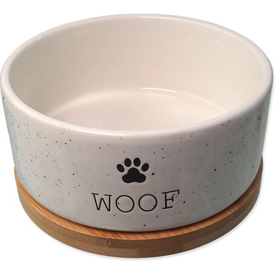 Dog fantasy Керамична купа с подложка WOOF бяла 850 мл
