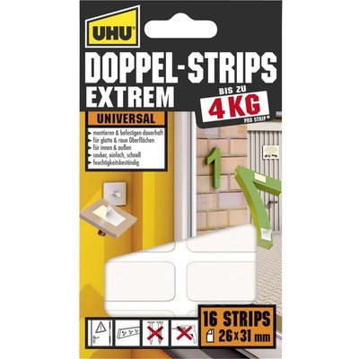 Uhu Obojstranné lepiace pásky 31 mm x 26 mm biela 16 ks 45450