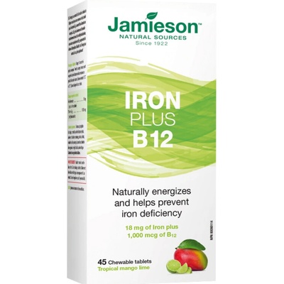 Jamieson Železo Plus B12 s príchuťou tropického manga a limetky 45 tabliet