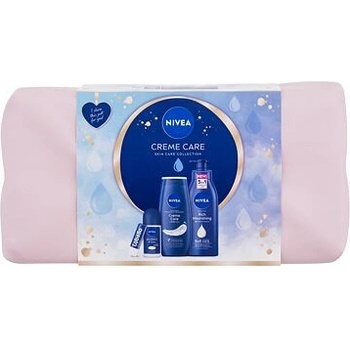 Nivea Creme Care Body Milk telové mlieko pre ženy 400 ml + Creme Care sprchový gél 250 ml + Protect & Care kuličkovací antiperspirant roll-on 50 ml + Labello 4,8 g + taška darčeková sada