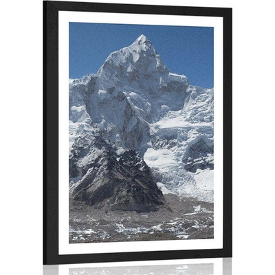 Plakát s paspartou nádherný vrchol hory - 40x60 silver