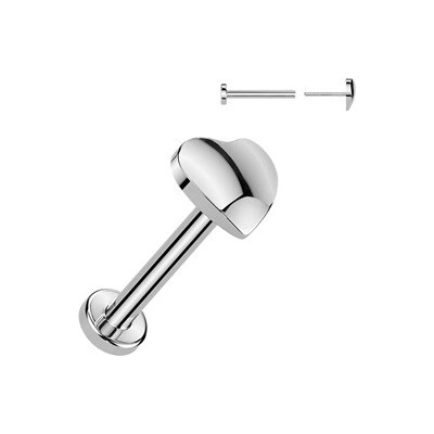 Šperky4U Piercing do brady srdíčko PUSH IN labreta TITAN TIT1680