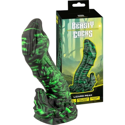 Beasty Cocks Lizard Peak jašteričí dildo zeleno-čierne