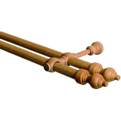 OK-GarnýžeCZ Garnýž dvouřadá 28mm jasný dub 330 cm do stěny / na tunýlek - bez kroužků