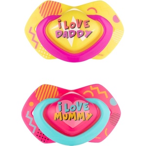 Canpol babies Силиконови залъгалки със симетрична форма Canpol - Neon Love, 6-18 месеца, 2 броя, Розови (22/653_pin)