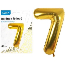 LUMA Balónek foliový č.7 ZLATÝ 43 cm