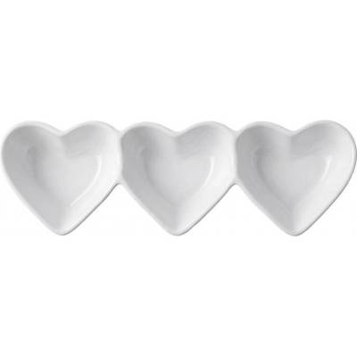 Clayre & Eef Keramická trojitá mistička ve tvaru srdce 23 x 7 x 3 cm