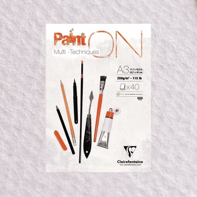 Clairefontaine Paint on multi technique blok 250 GR M2 WHITE 40 listov A3