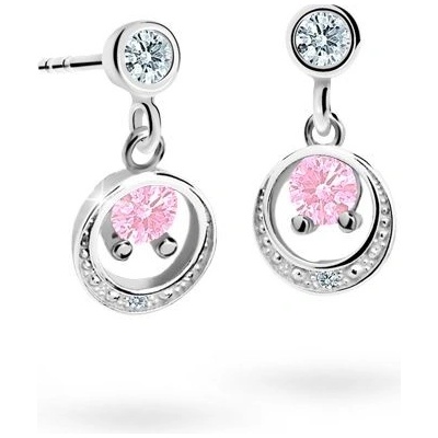 Danfil dětské náušnice C1997 z bílého zlata s kamínkem Pink zapínání puzeta
