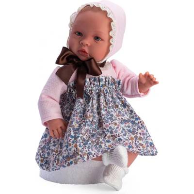 Asi Dolls Кукла Asi Dolls - Бебе Лея, с рокля на сини цветя и голяма кафява панделка, 46 cm (186380)