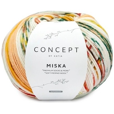 MISKA SOCKS Katia Farby MISKA: 101 horčicová-zelená-oranžová
