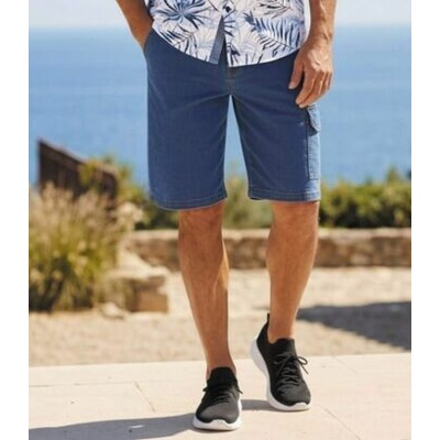 Atlas For Men Strečové rifľové bermudy Modrá